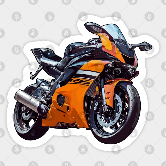 Orange YZF R6 Bike Illustration Sticker by KAM Std